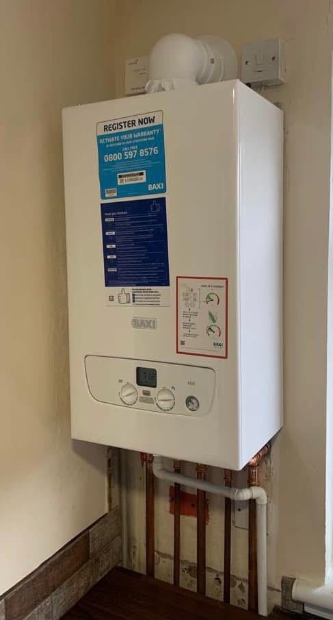 Baxi combi boiler installation with copper pipework in a Central Scotland home